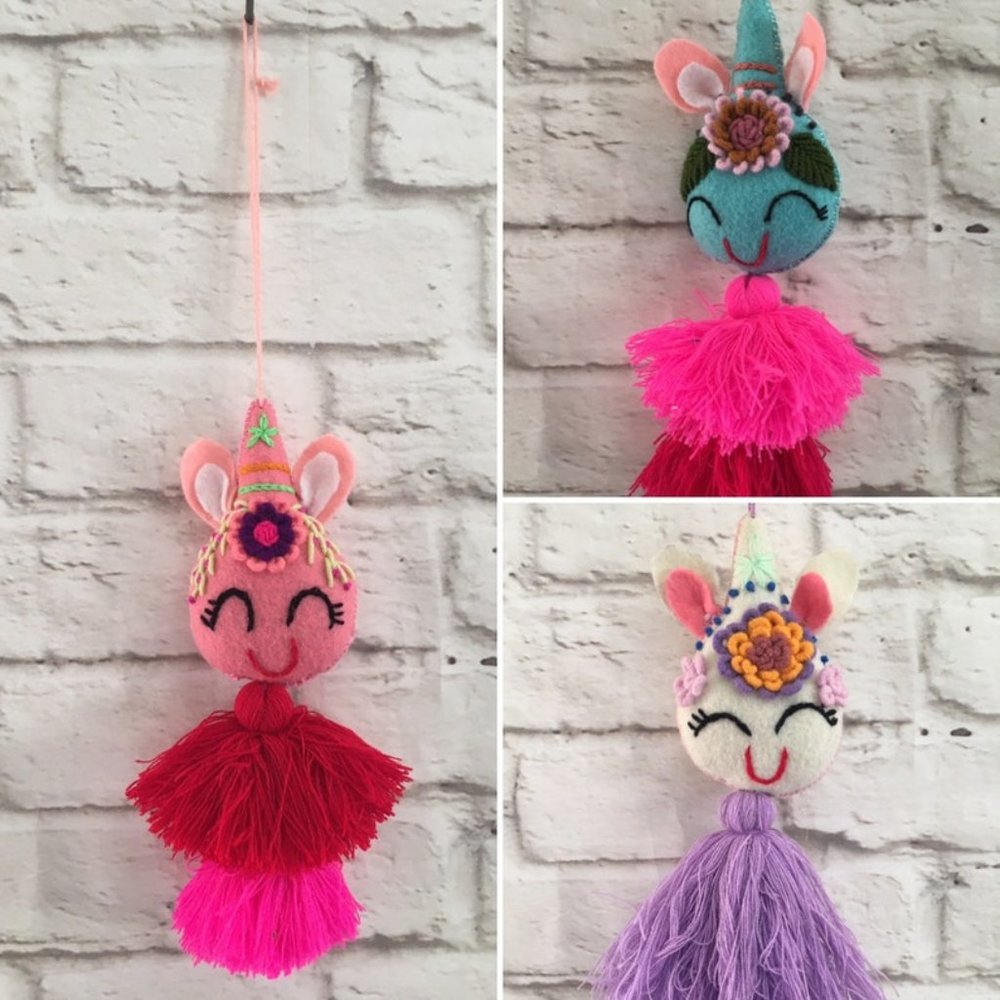 Handmade Mexican Unicorn Pom Pom Tassel - Pompones Mexicanos